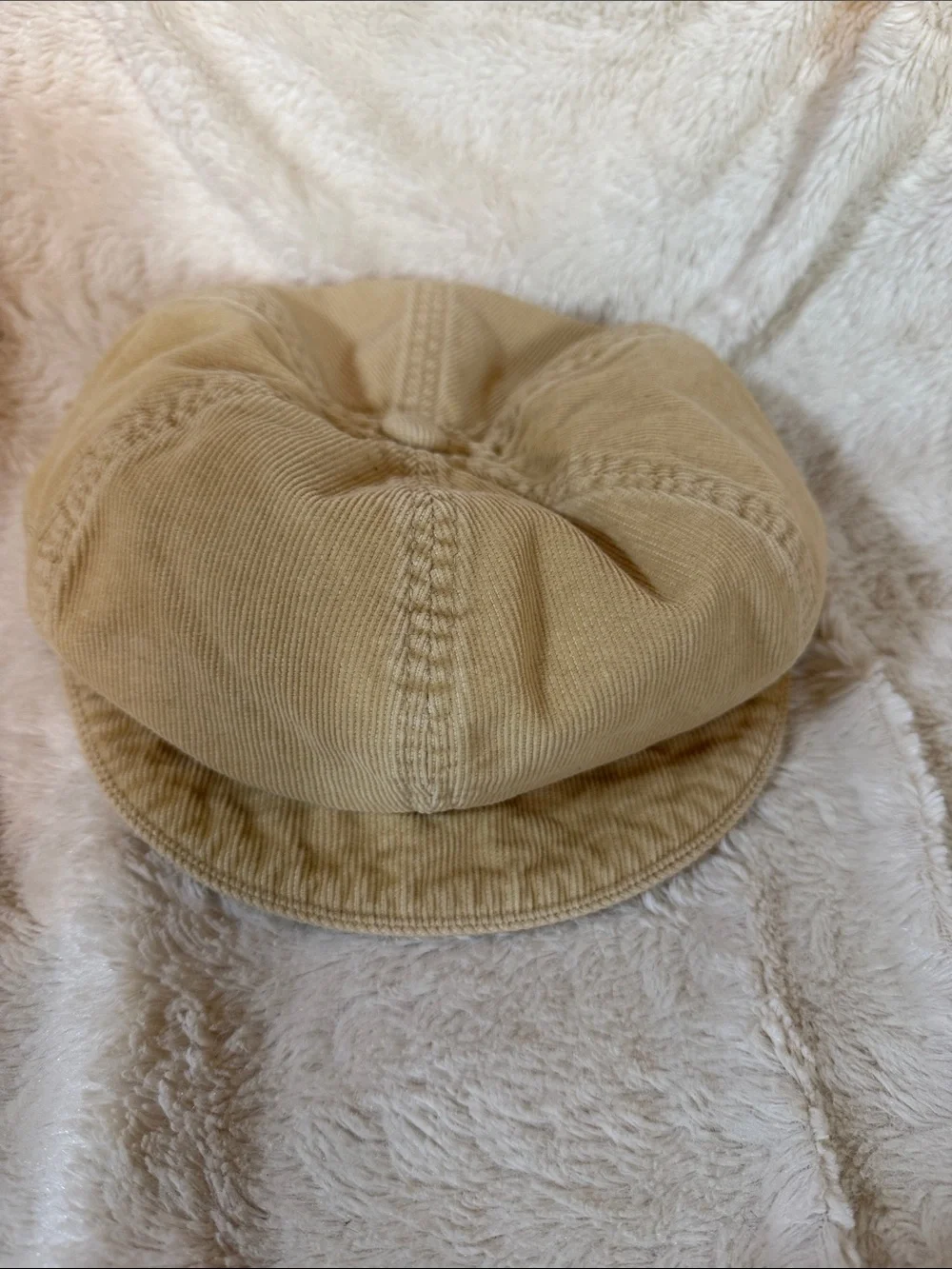 Gap Tan Corduroy Newsboy Baker Boy Cap Hat M/L Y2K Vintage Fall 2004 Retro Hat